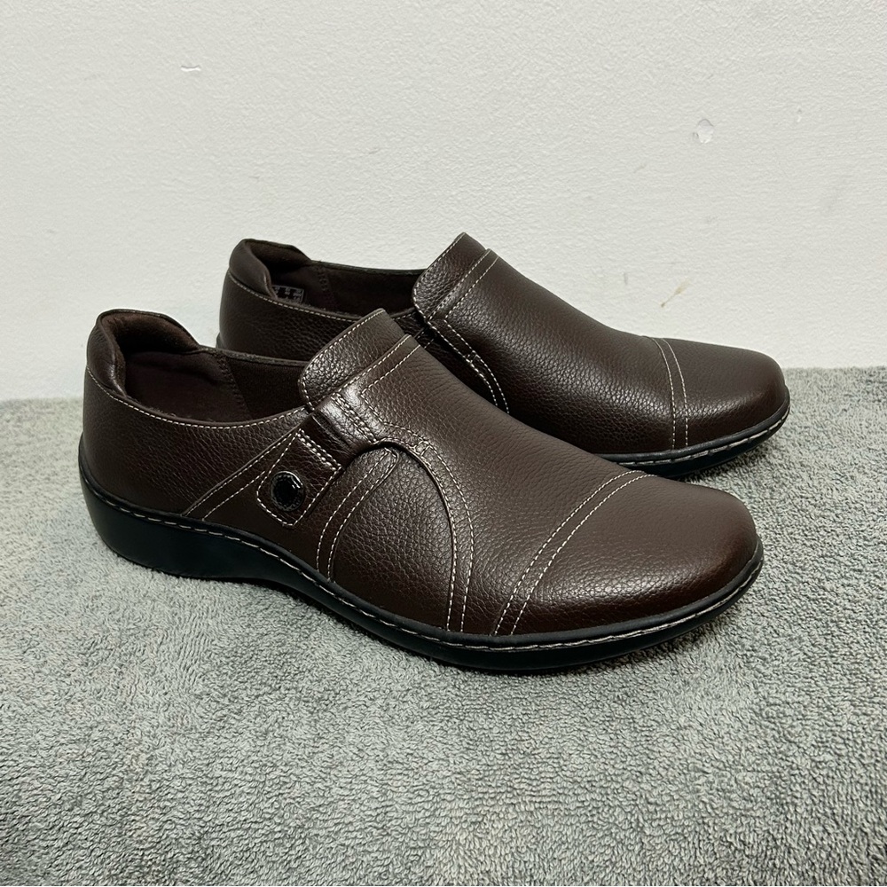 Clarks Leather Cora Poppy Slip On Shoes Womens Size 9 - Picture 3 of 13